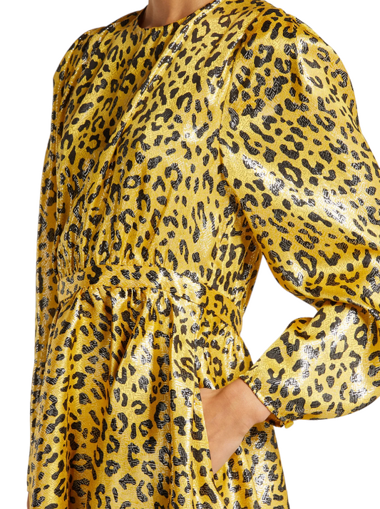 DVF Heyford Yellow Leopard Print Mini Dress Size 4 Small