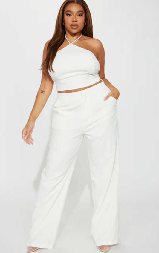 Fashion Nova Sunset Views White Linen Pant Set Size 2X