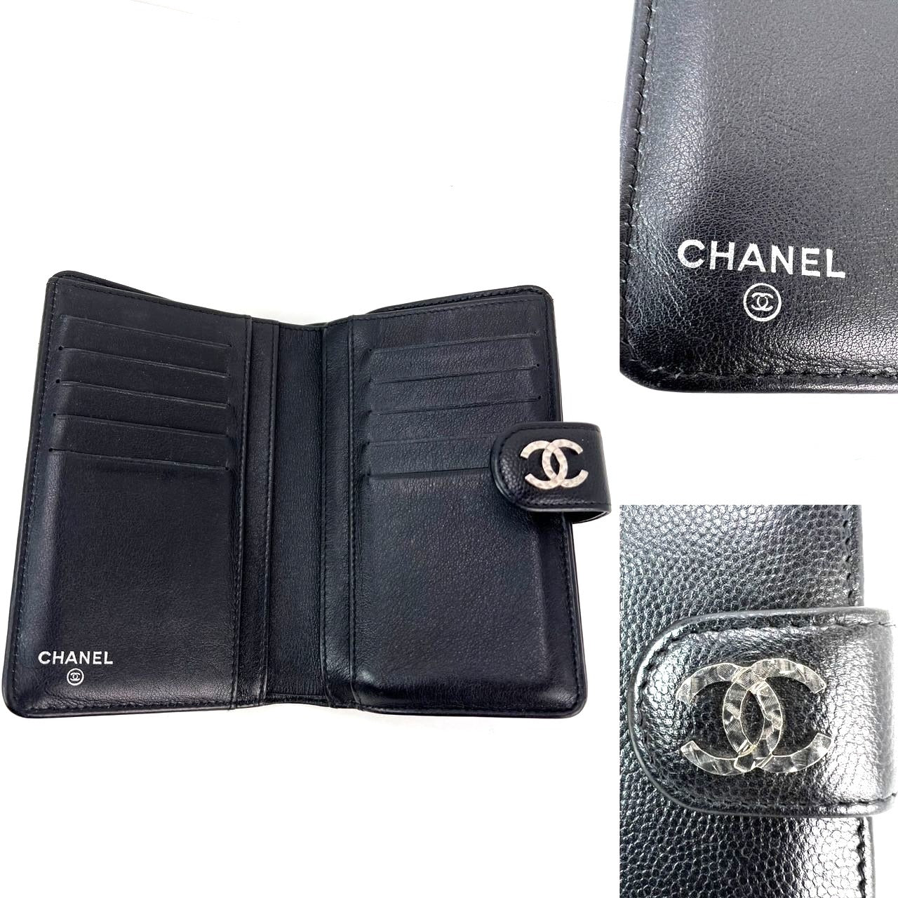 Chanel Caviar Timeless CC Zippered Pocket Black Wallet