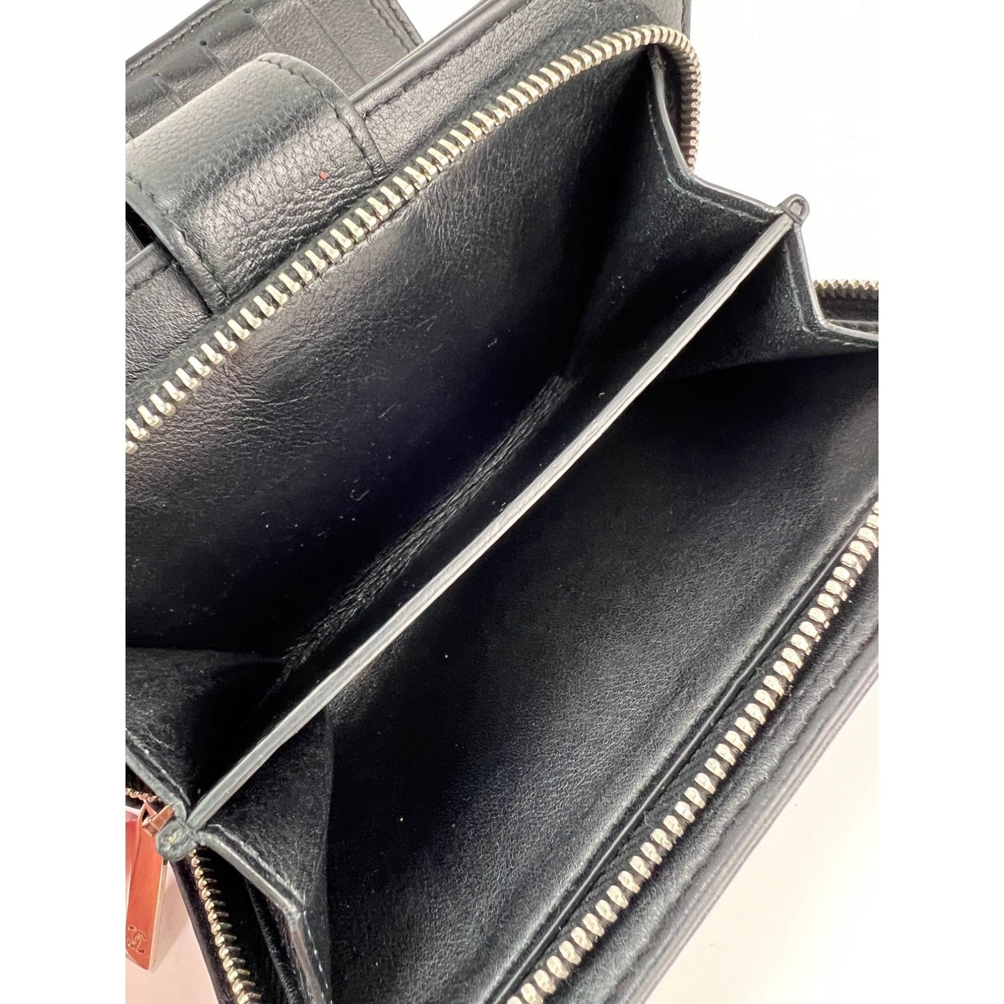 Chanel Caviar Timeless CC Zippered Pocket Black Wallet