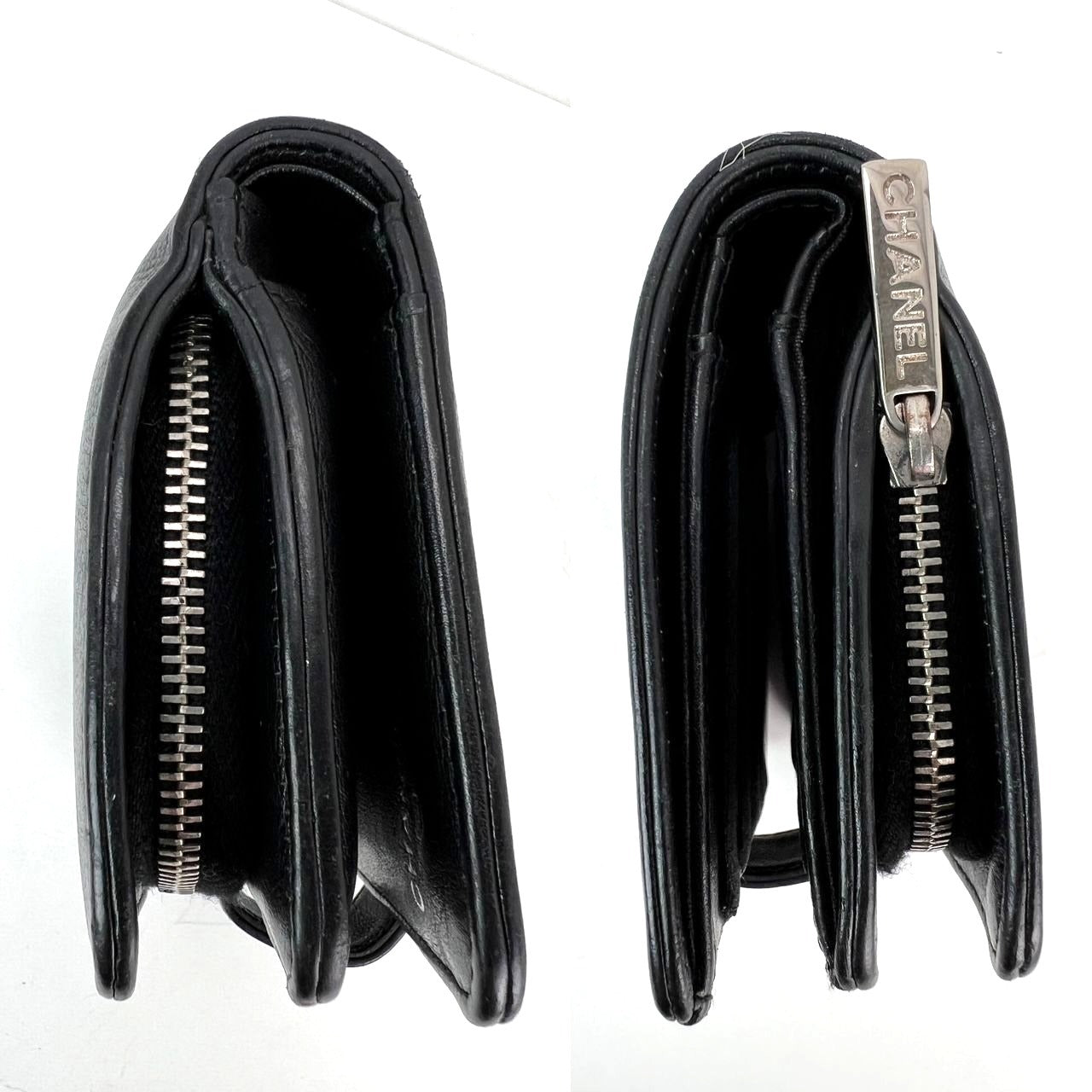 Chanel Caviar Timeless CC Zippered Pocket Black Wallet