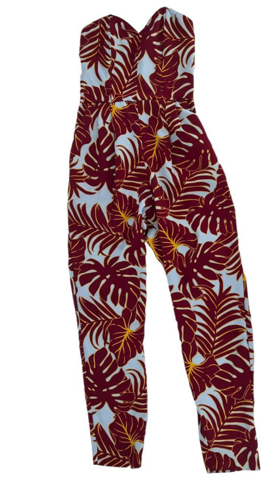 H&M Conscious Hawaiian Print Strapless Bustier Jumpsuit Size 6