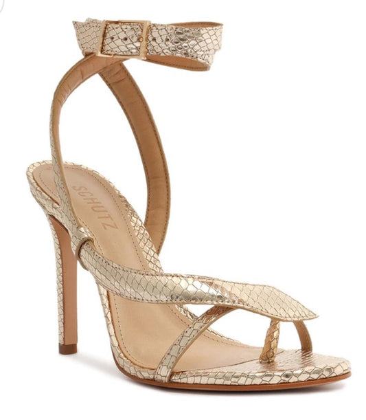 Schutz Courtney High Metallic Sandal Heels Size 9