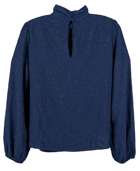 Nine West Long Sleeve Twist Neck Mesh Tie Sleeve Blouse Size 0X