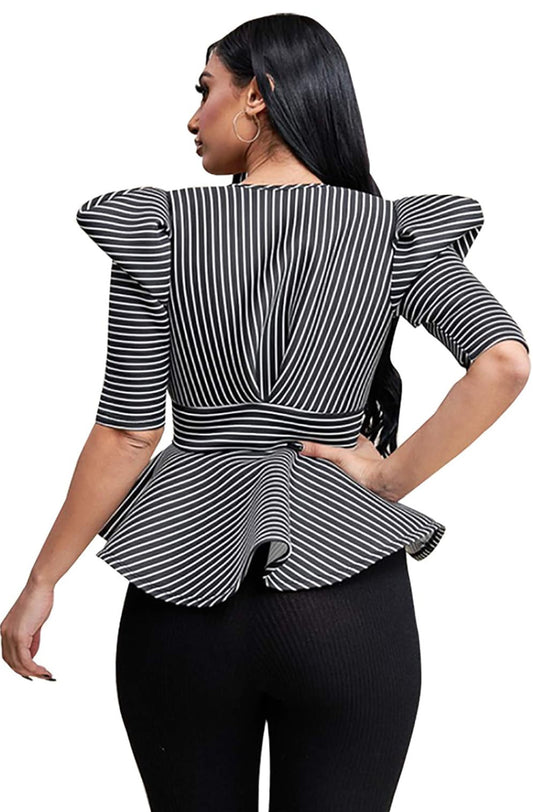 SYLeMAC Striped Super Tech Tie Front Top Size Small