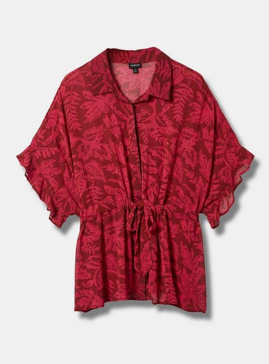 Torrid Chiffon Dolman Button Up Short Sleeve Blouse Size 4X