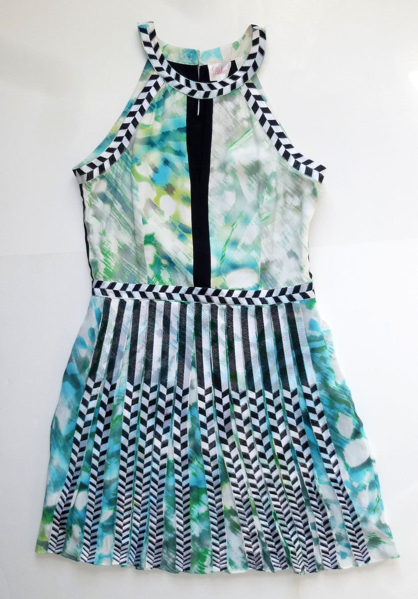 Parker Colorful Pleated Mini Dress size Large (Fits Small/Medium)