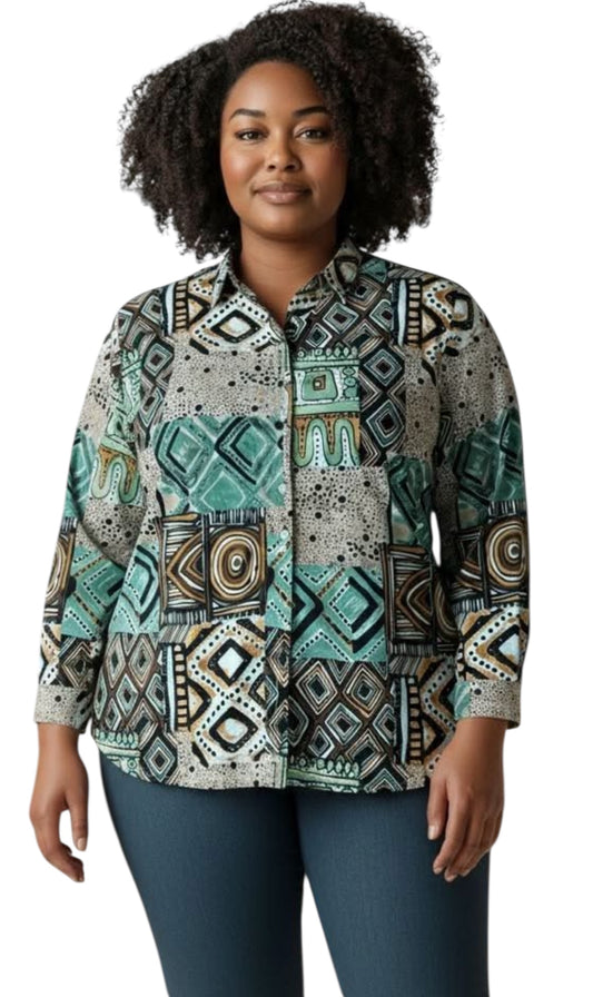 Vintage Alfred Dunner Colorful Print Blouse Size 20