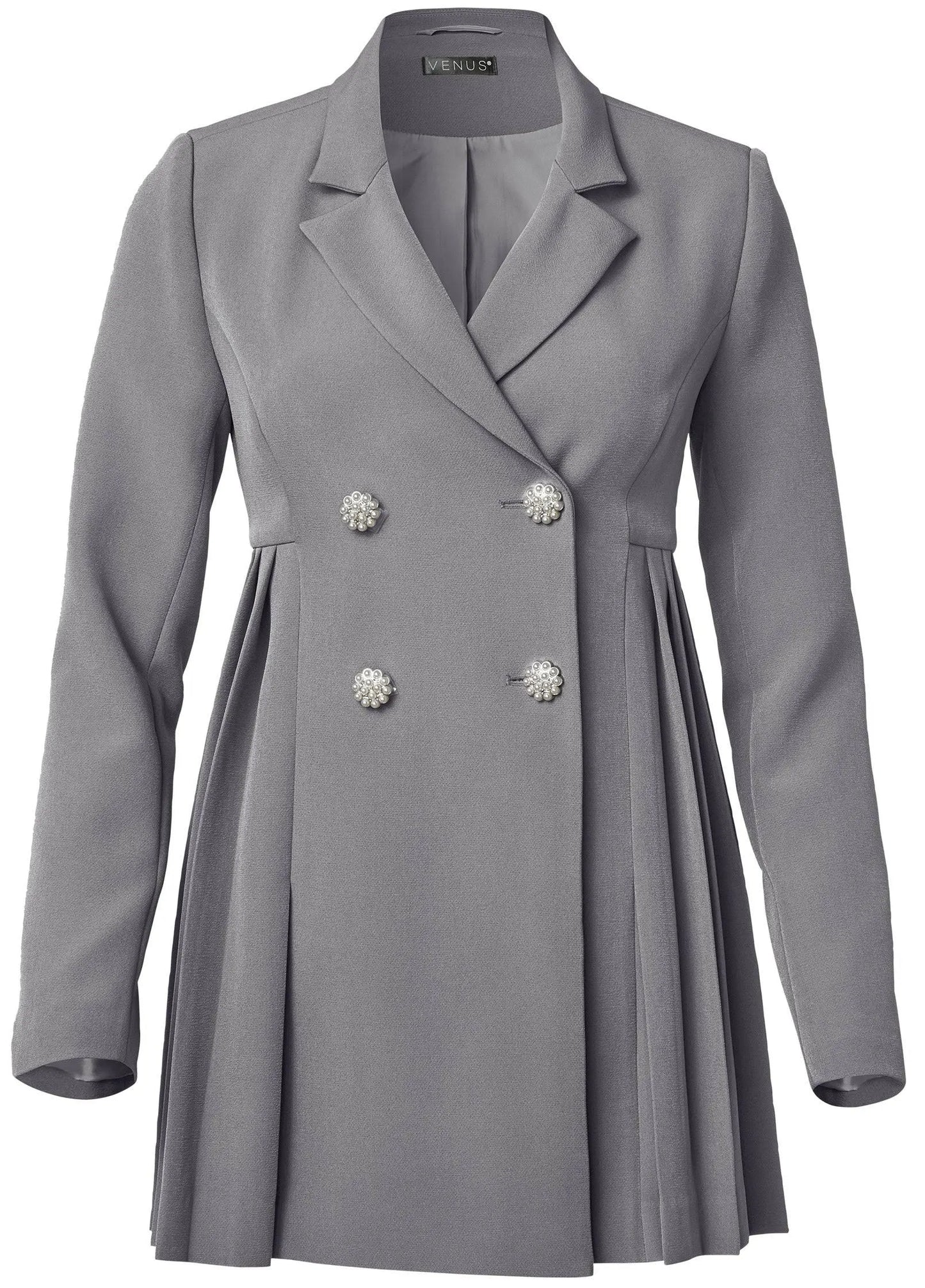 Venus Grey Double Breasted Peplum Blazer Size 12