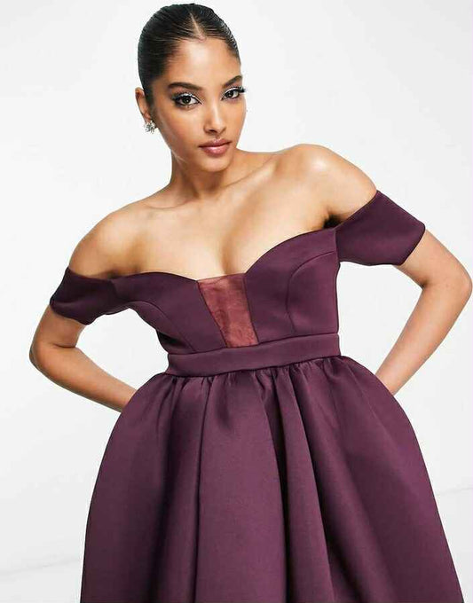 ASOS Off Shoulder Mesh Insert Cocoon Dress Size 14
