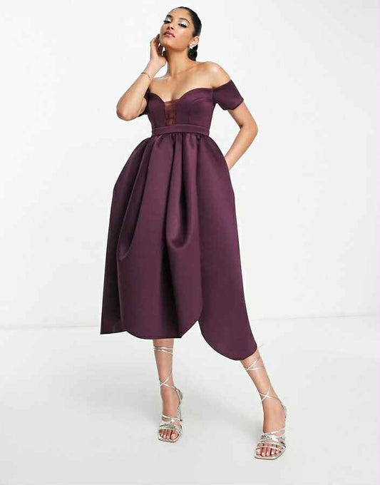 ASOS Off Shoulder Mesh Insert Cocoon Dress Size 14