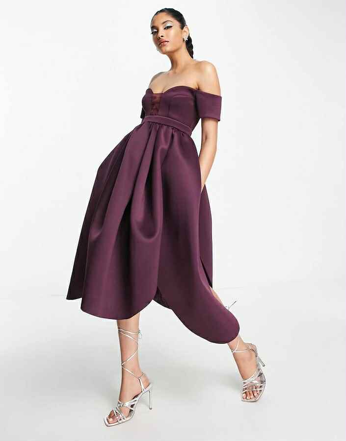 ASOS Off Shoulder Mesh Insert Cocoon Dress Size 14