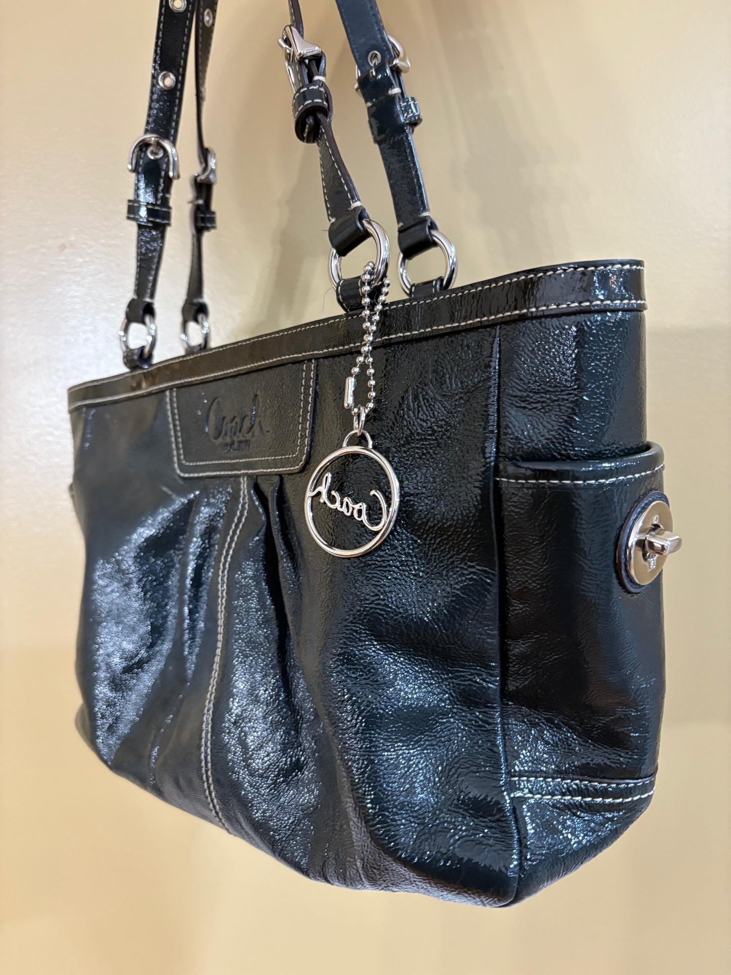Coach Tote Dark Green Handbag Purse (Interior Wear)