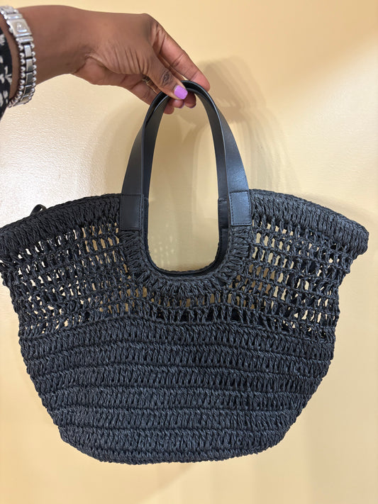 COS Black Wicker Basket Handbag