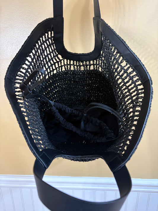 COS Black Wicker Basket Handbag