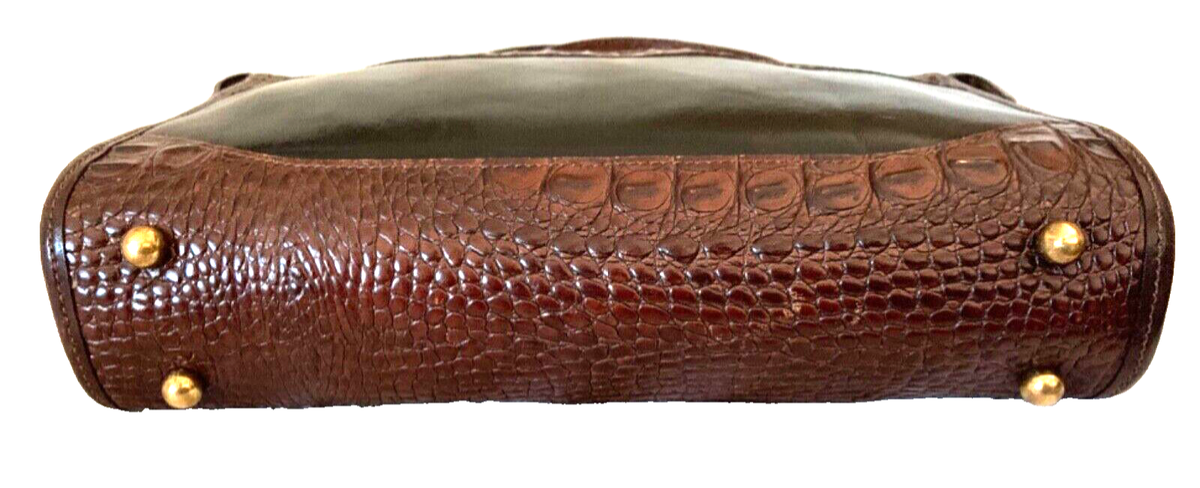 Vintage Brahmin Tuscan Black & Pecan Croc Crossbody Shoulder Bag