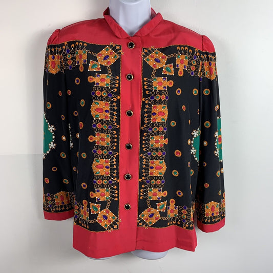 Andrea Gayle Colorful Printed Blouse Size 8