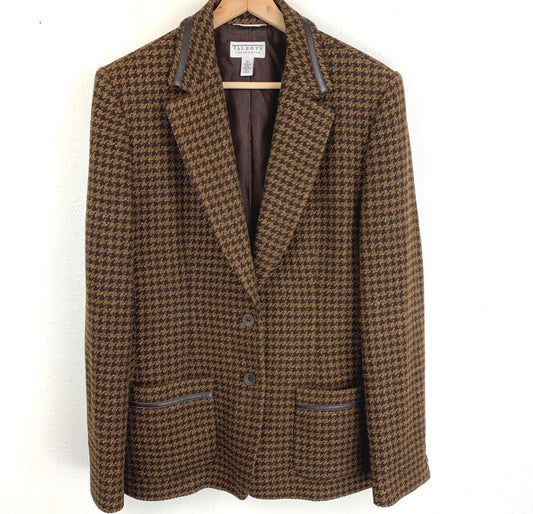 Talbots Brown Houndstooth Blazer Size 16