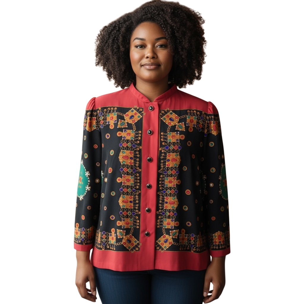 Andrea Gayle Colorful Printed Blouse Size 8