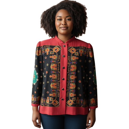 Andrea Gayle Colorful Printed Blouse Size 8