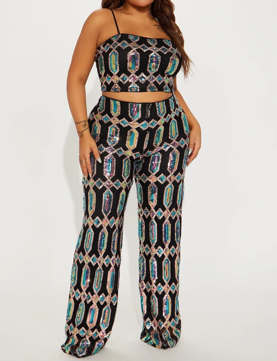 Privy Colorful Sequin Pants Size Large (Best Fits Size Small/Medium)