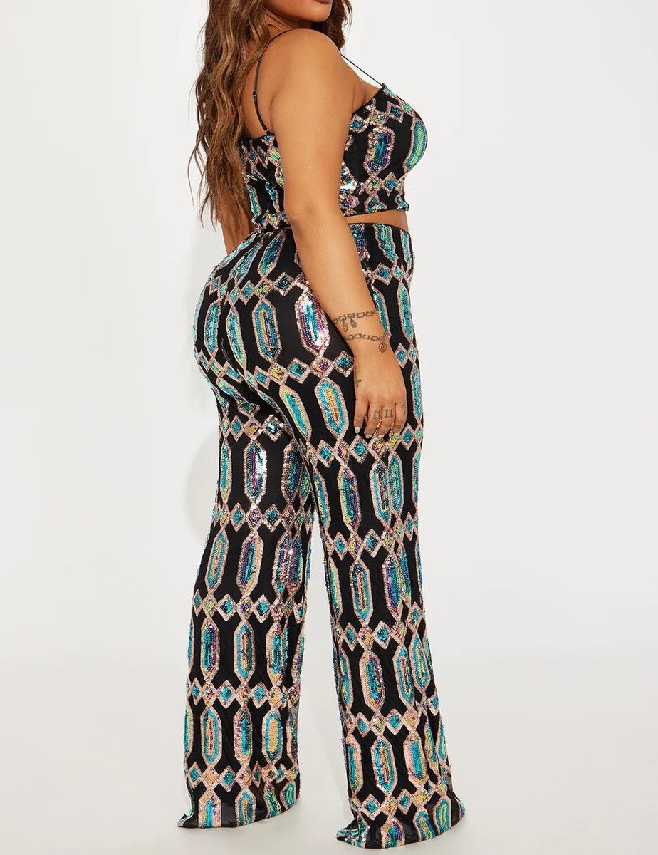 Privy Colorful Sequin Pants Size Large (Best Fits Size Small/Medium)