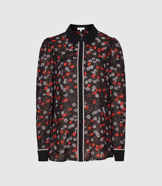 REISS Poppy Floral Printed Blouse Size 12