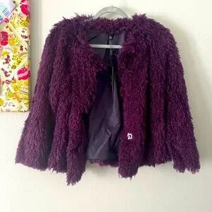 Melissa Paige Shag Faux Fur Purple Jacket Size Medium