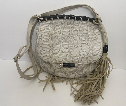 Galian New York Crossbody Bag Embossed Snake Skin Tassels Fringe Purse