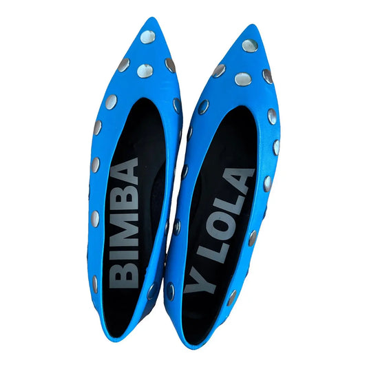 Bimba y Lola Stud Embellished Leather Ballerina Shoes Size 39 (US 8)