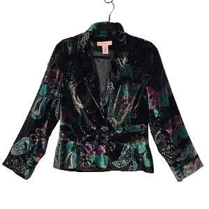 Bandolino Floral Velvet Cropped Jacket Blazer Size 8