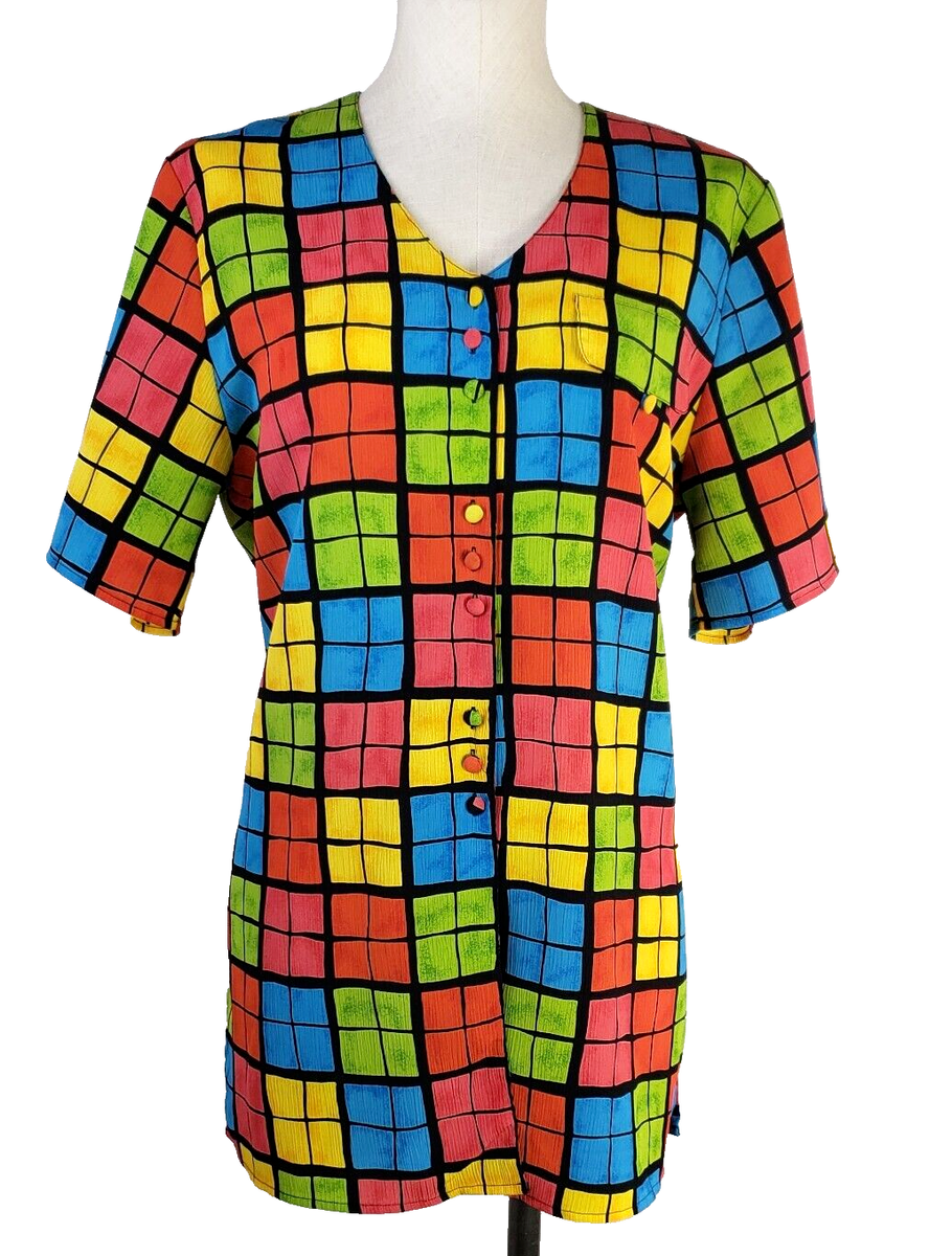 Christie & Jill Colorful Print Blouse Size XLarge