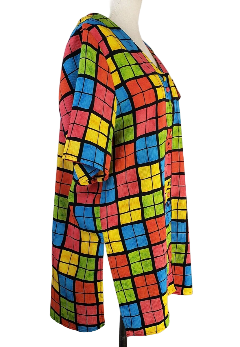 Christie & Jill Colorful Print Blouse Size XLarge