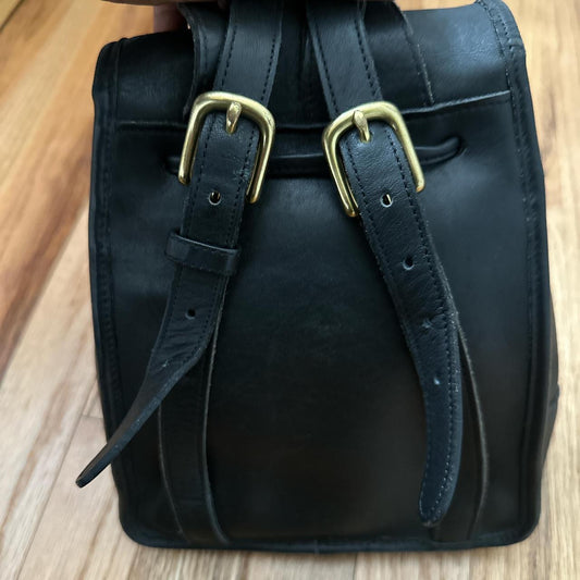 Coach Black Leather Mini Daypack with Top Handle and adjustable straps