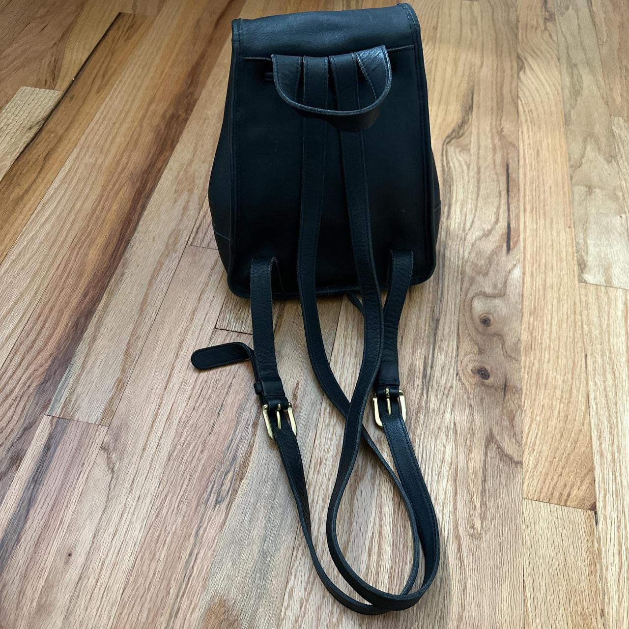 Coach Black Leather Mini Daypack with Top Handle and adjustable straps