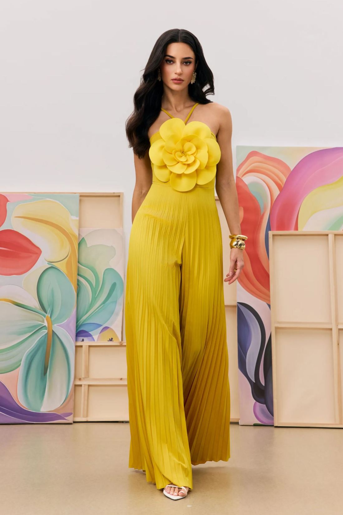 Metamorphosis Girl Yellow Flower Jumpsuit Size 3XL