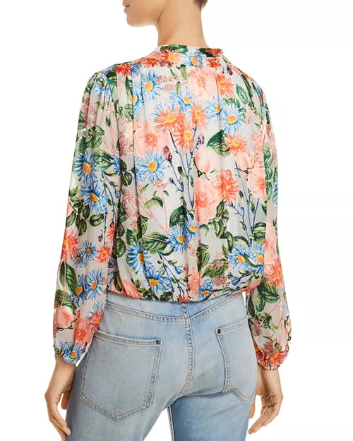 Alice + Olivia Trista Floral Burnout Crossover Blouse Size Medium