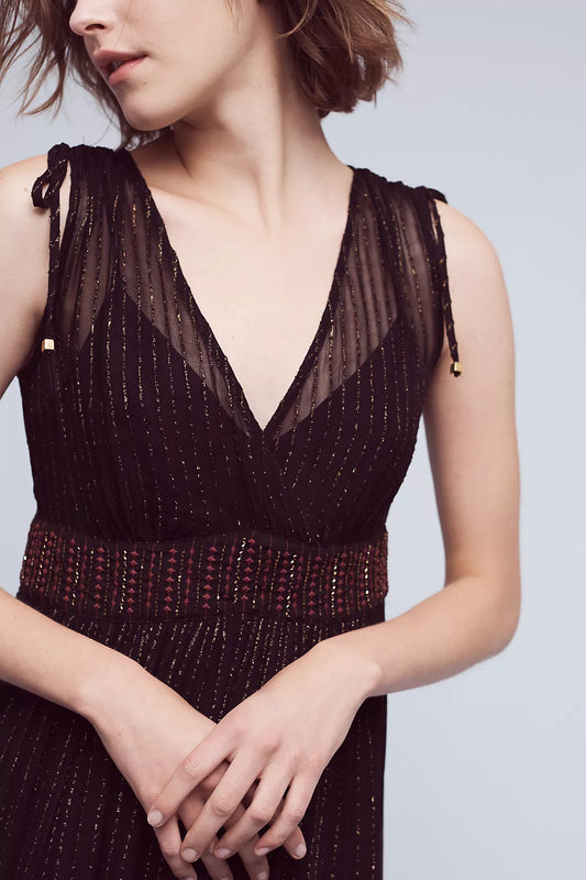 Anthropologie Floreat Annecy Sheer Midi Dress Size 14 (Missing Slip)