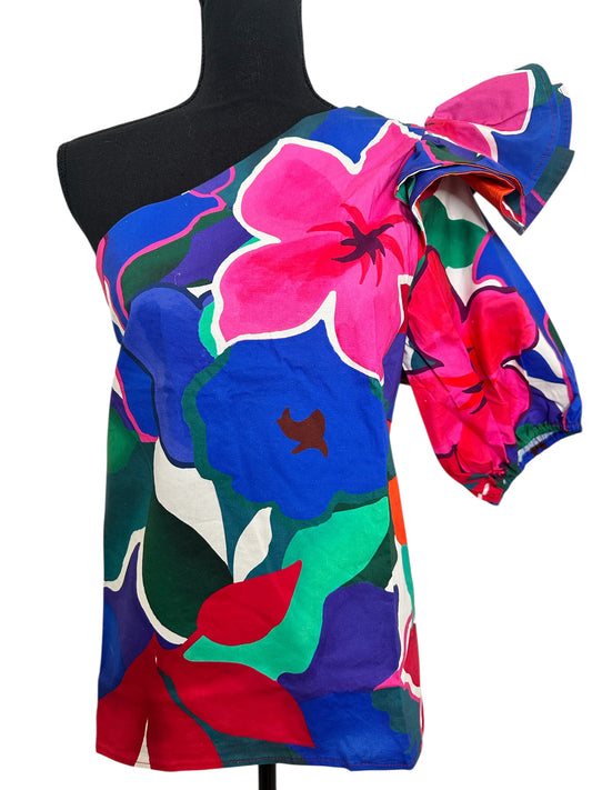 New York & Company Colorful Cold Shoulder Top Size 2X