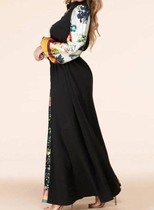 Latisse Black Floral Dress Size Large