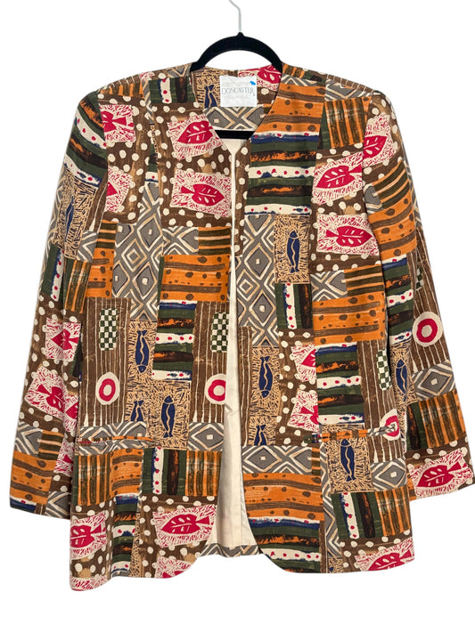 Doncaster Colorful Printed Open Front Jacket Size 12