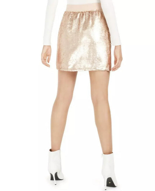 Bar III x Becca Tilley Rose Gold Mini Skirt Size Large (Best Fit Small/Medium)