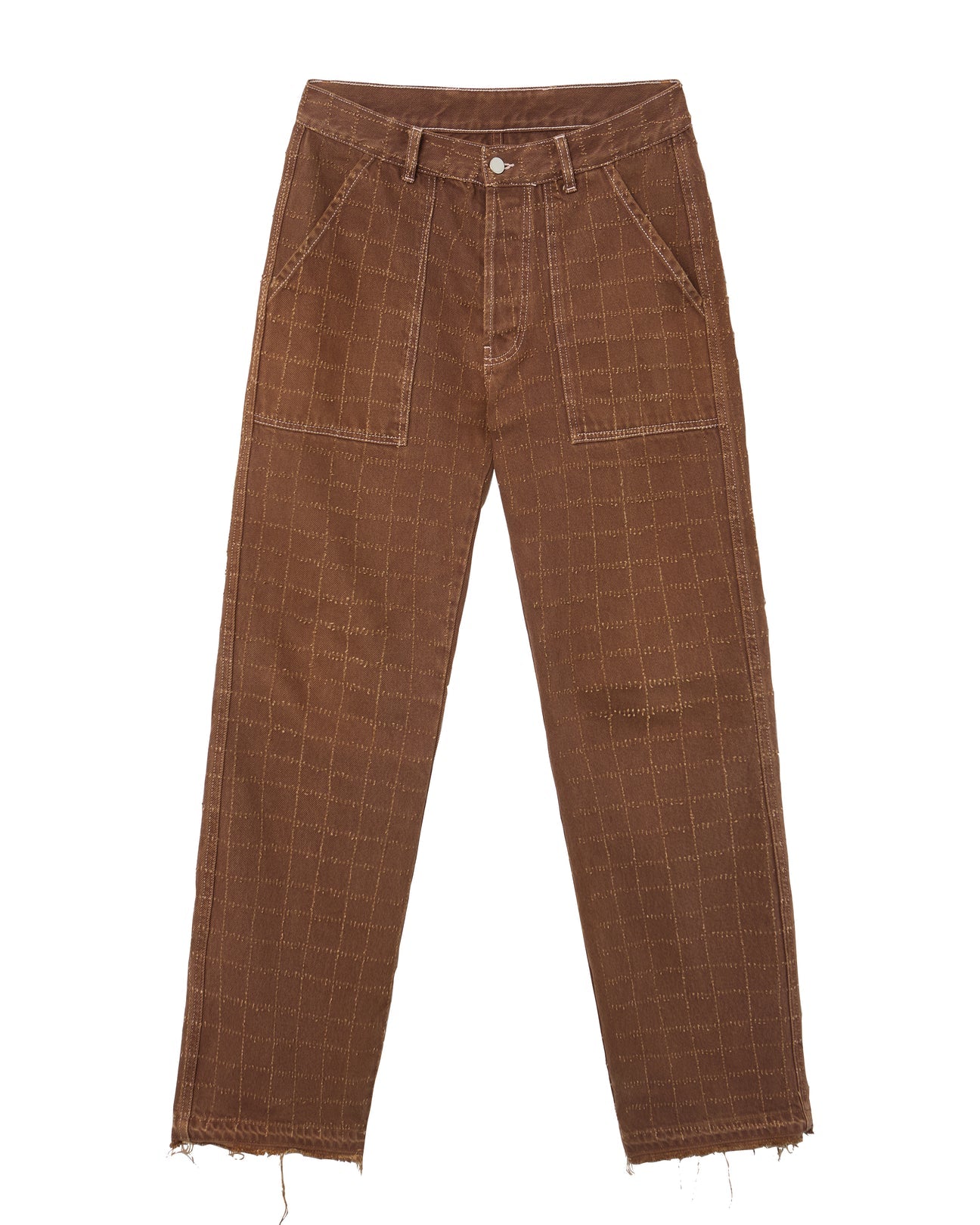 Orggeïl Laser Checkered Brown Jeans