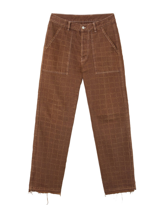 Orggeïl Laser Checkered Brown Jeans