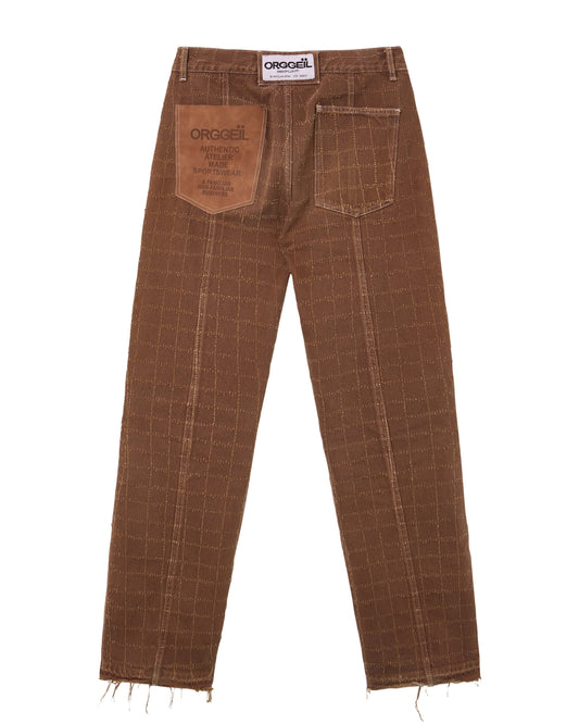 Orggeïl Laser Checkered Brown Jeans