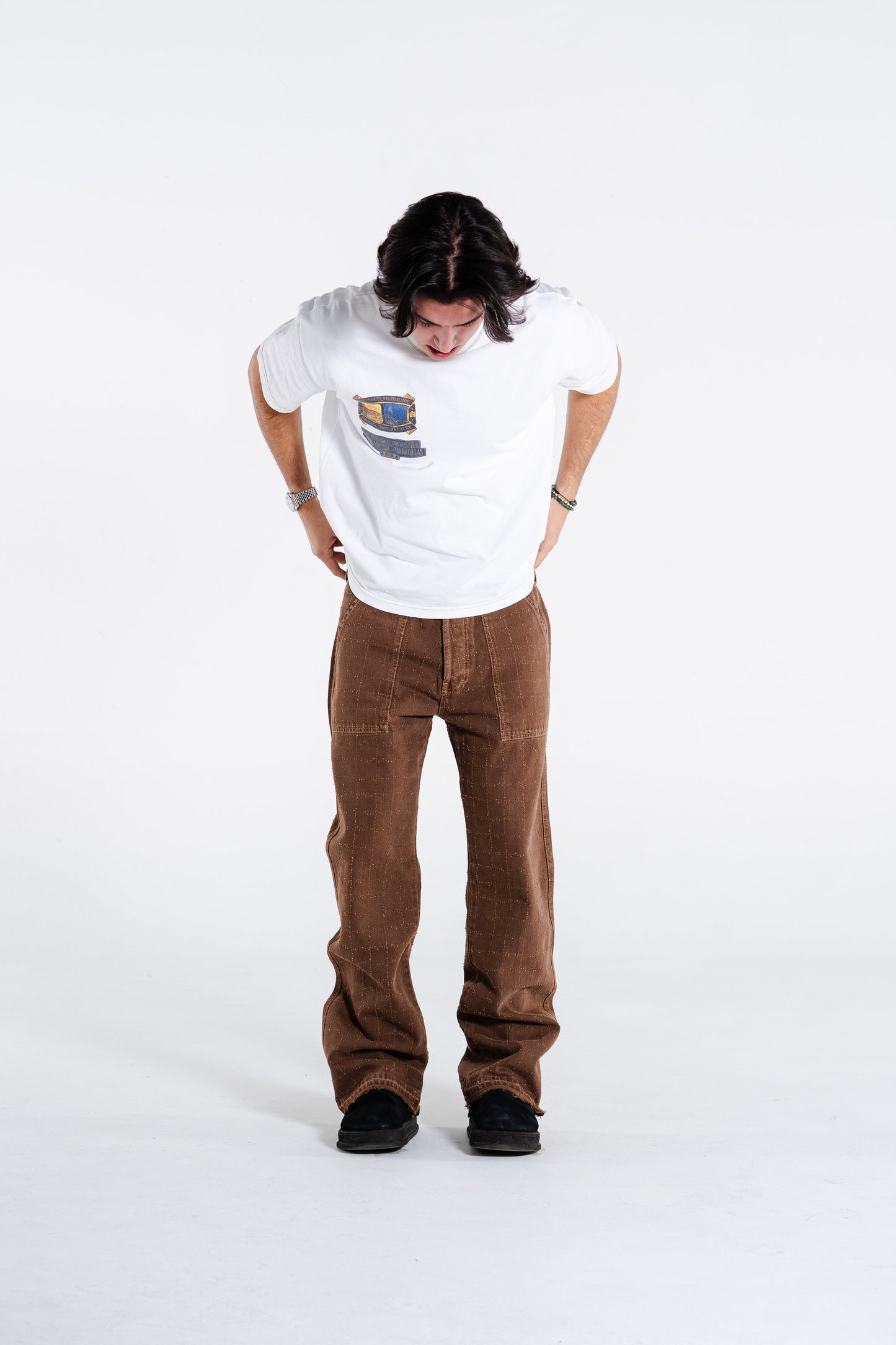 Orggeïl Laser Checkered Brown Jeans