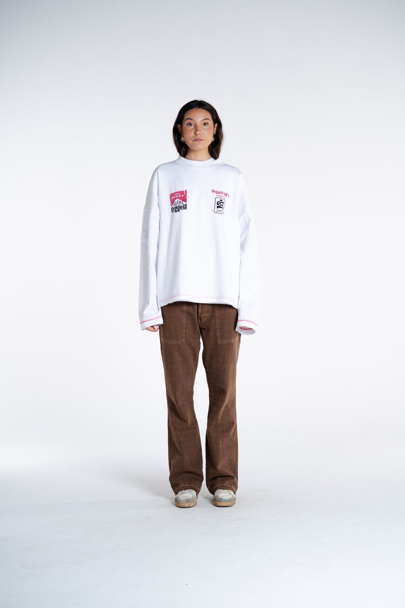 Orggeïl Laser Checkered Brown Jeans