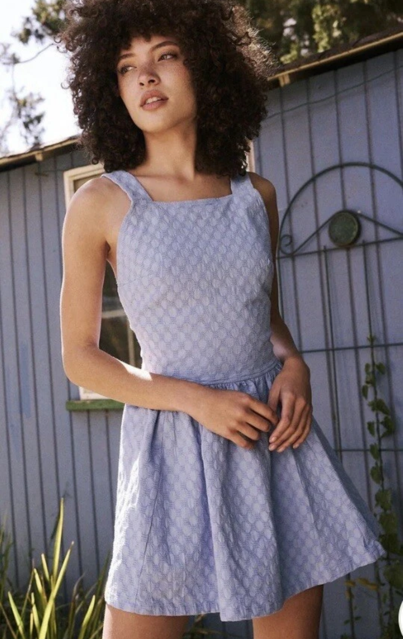 Free People Va Va Volume Jacquard Criss Cross Back Mini Dress Size Large