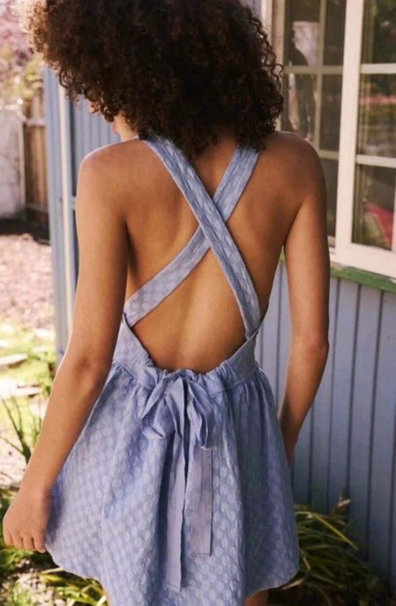 Free People Va Va Volume Jacquard Criss Cross Back Mini Dress Size Large