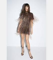 Nasty Gal Tassel Beaded Mini Shift Dress Size 14